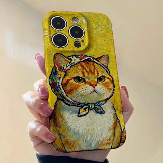 Classic Art Cat iPhone Case Oil Painting Style Cute Phone Cover