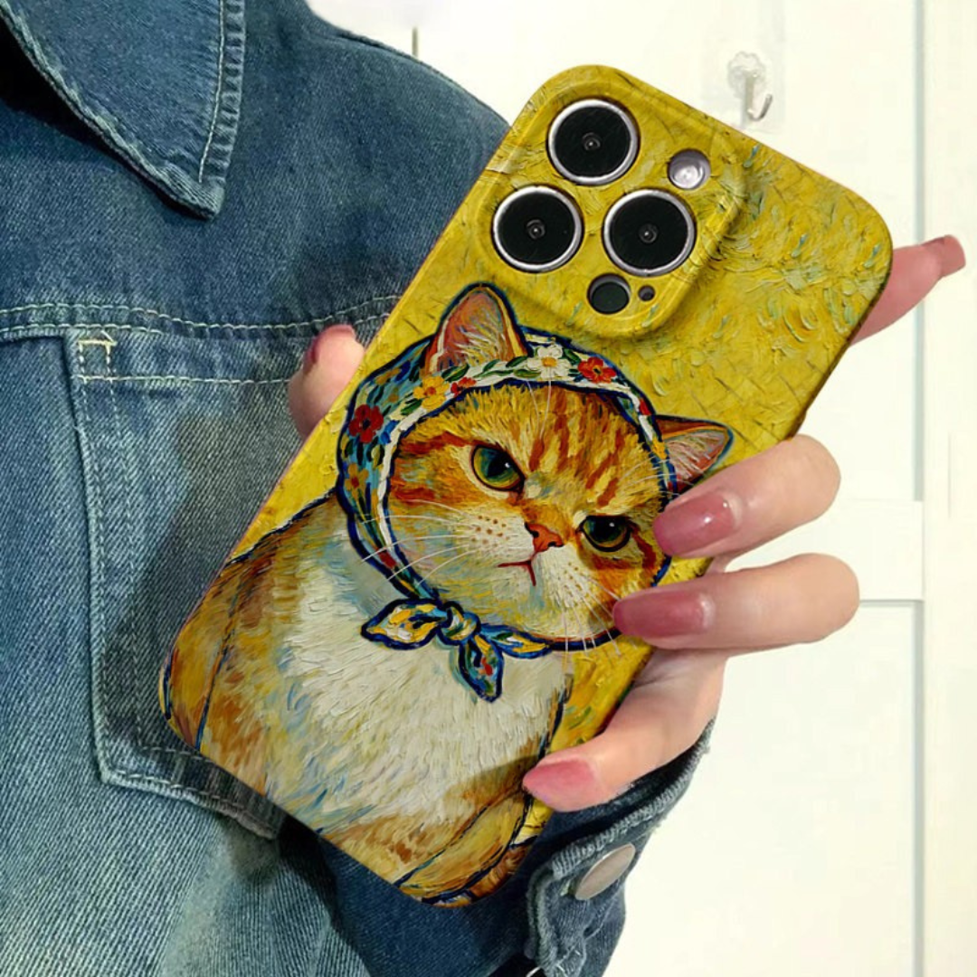 Classic Art Cat iPhone Case Oil Painting Style Cute Phone Cover