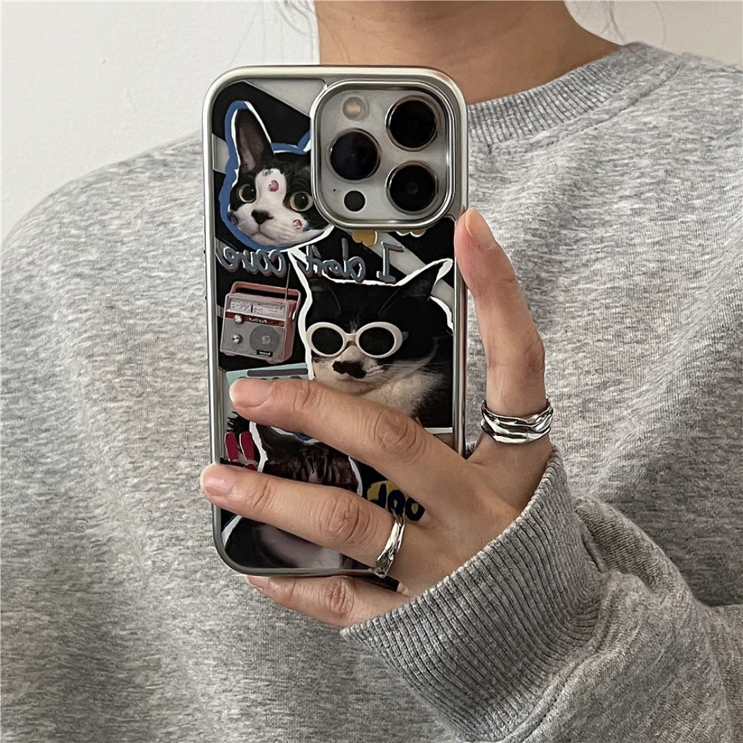 Cool & Quirky Puzzle Cat Electroplated Phone Case