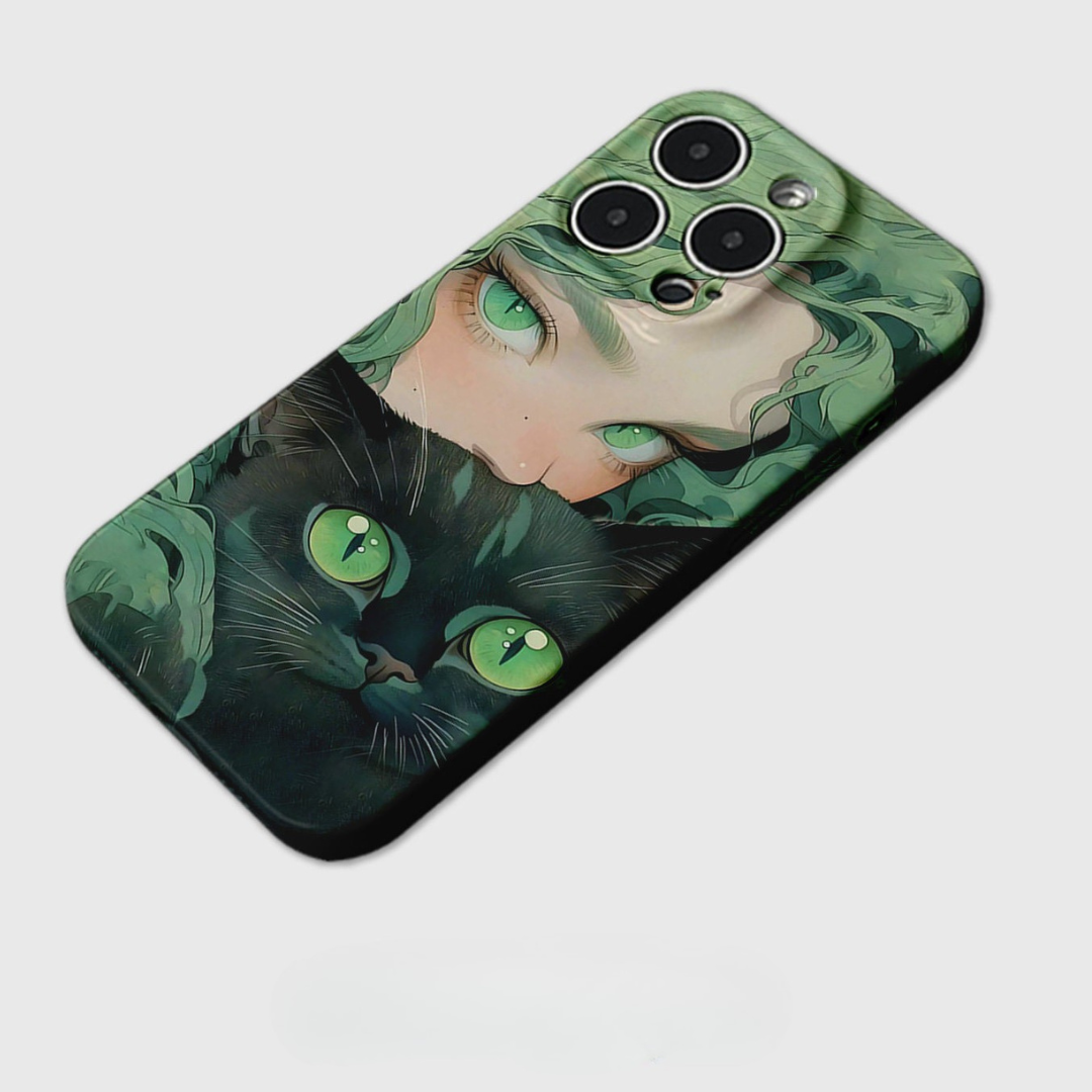 Green-Eyed Cat and Girl Case