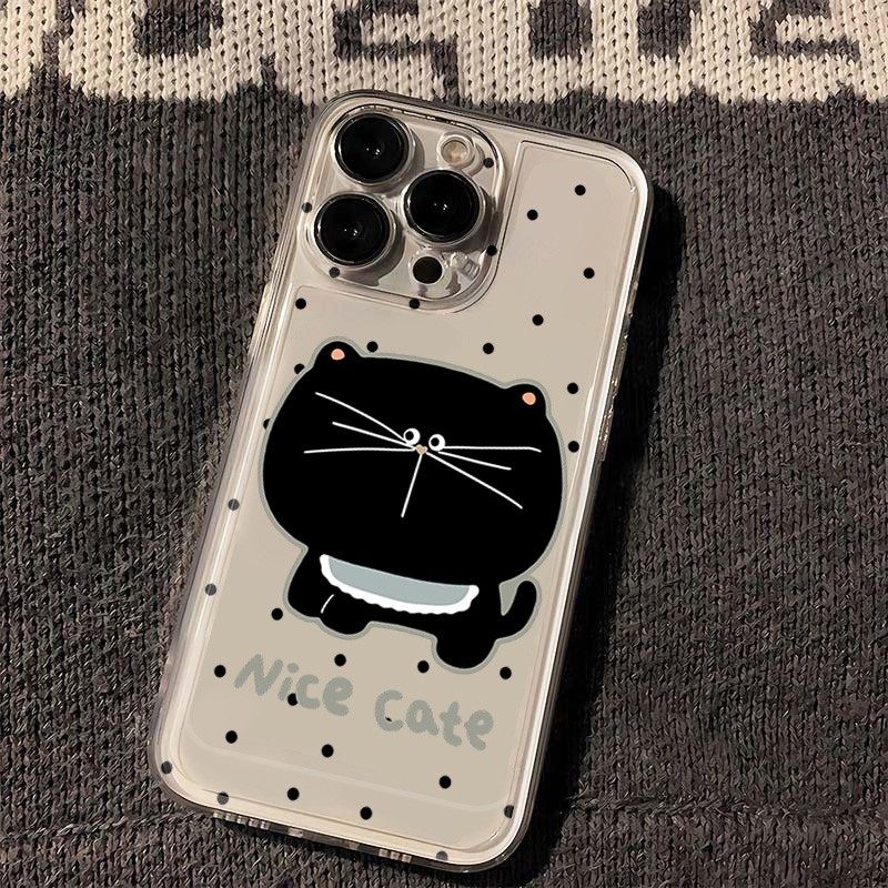 Polka Dot Big Face CatE Clear Phone Case