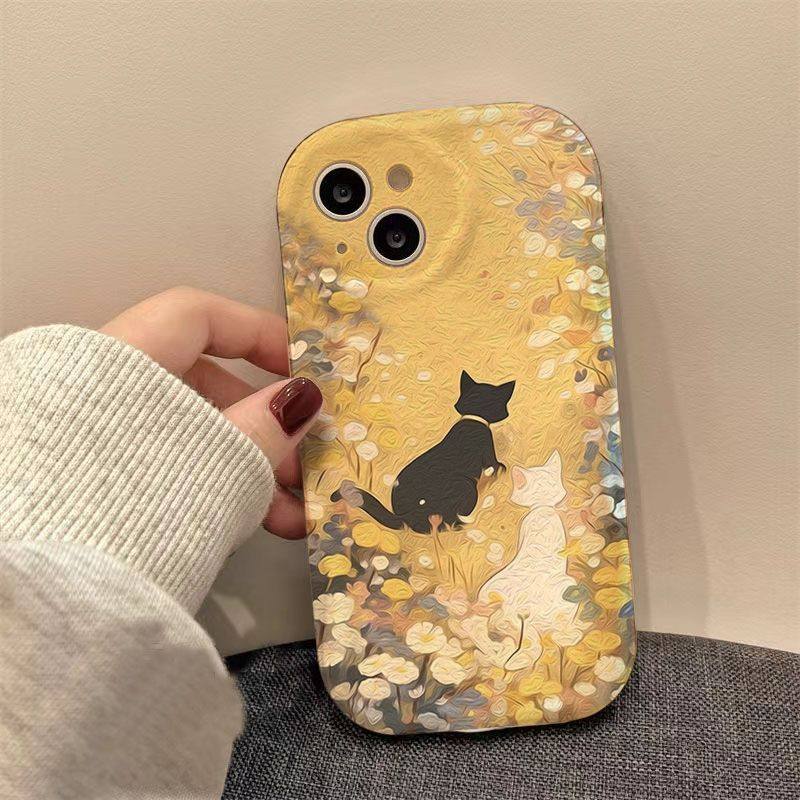 Oil Painting Style Black & White Cat Phone Case