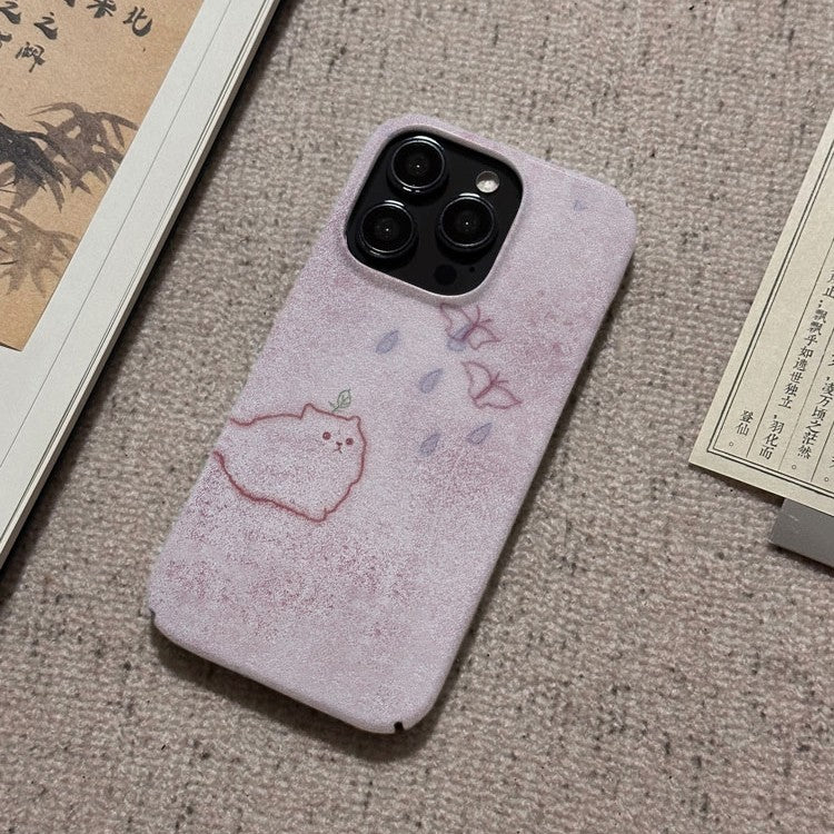 Cute Butterfly-Chasing Cat Phone Case