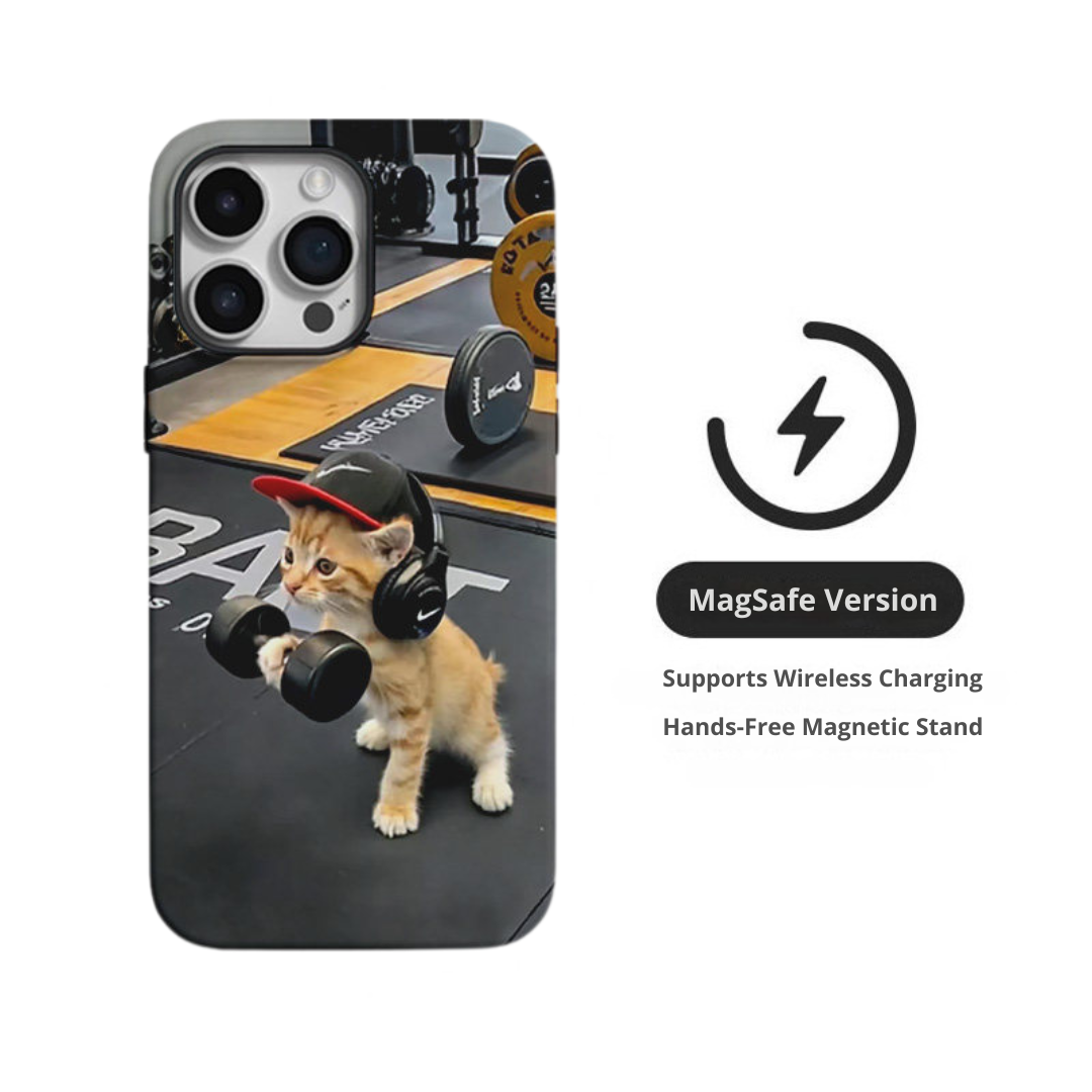 Gym Kitty Lifting Weights Phone Case