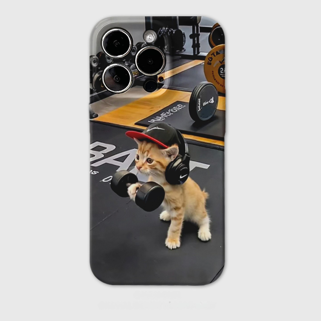 Gym Kitty Lifting Weights Phone Case