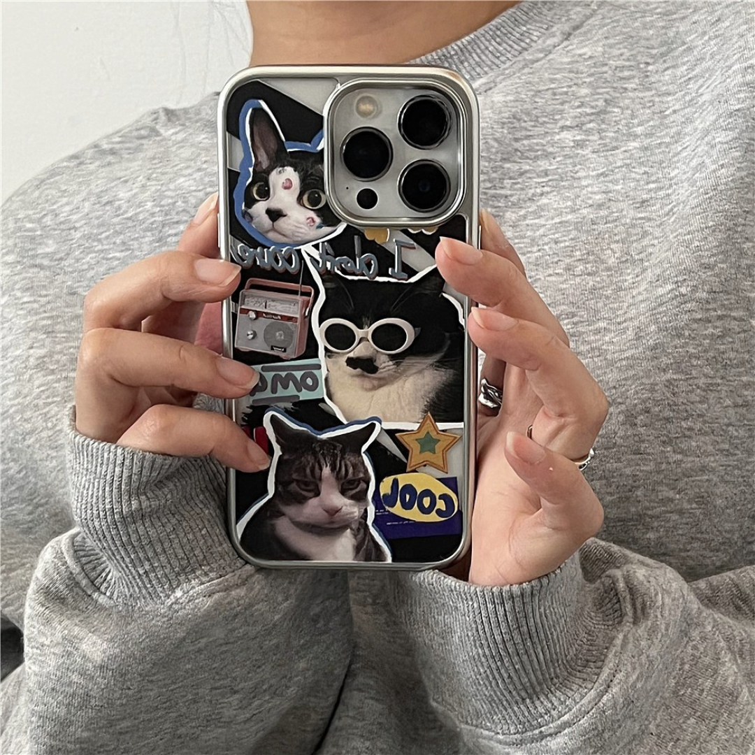 Cool & Quirky Puzzle Cat Electroplated Phone Case