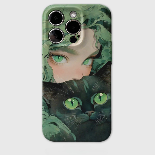 Green-Eyed Cat and Girl Case