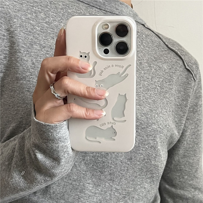 Cute Off-White Transparent Cat Phone Case