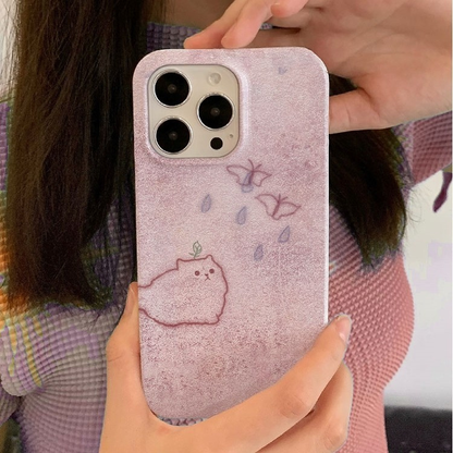 Cute Butterfly-Chasing Cat Phone Case