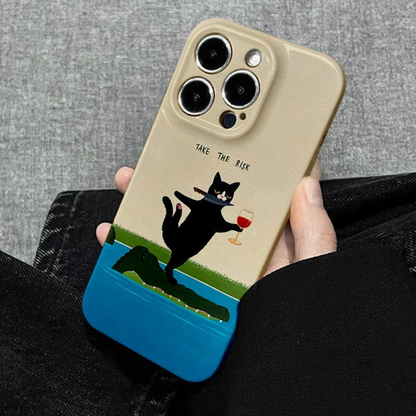 Wine Tasting Cat on Crocodile Case