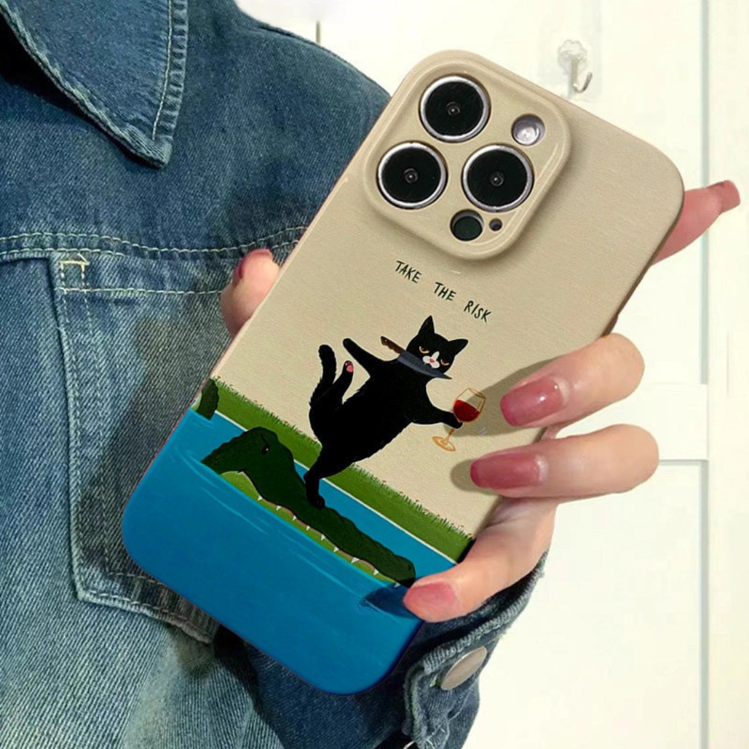 Wine Tasting Cat on Crocodile Case