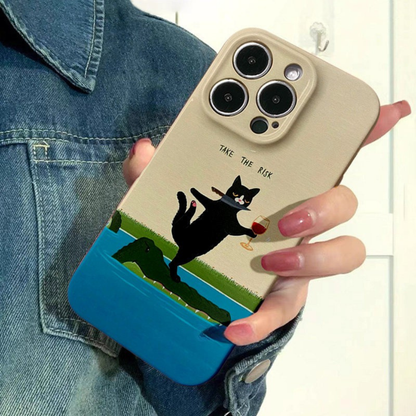 Wine Tasting Cat on Crocodile Case