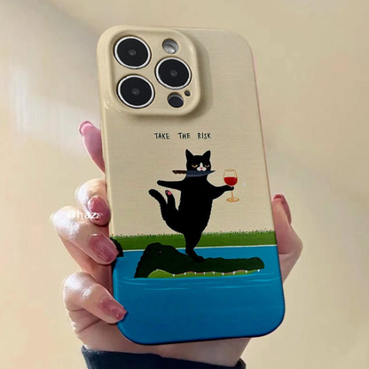 Wine Tasting Cat on Crocodile Case