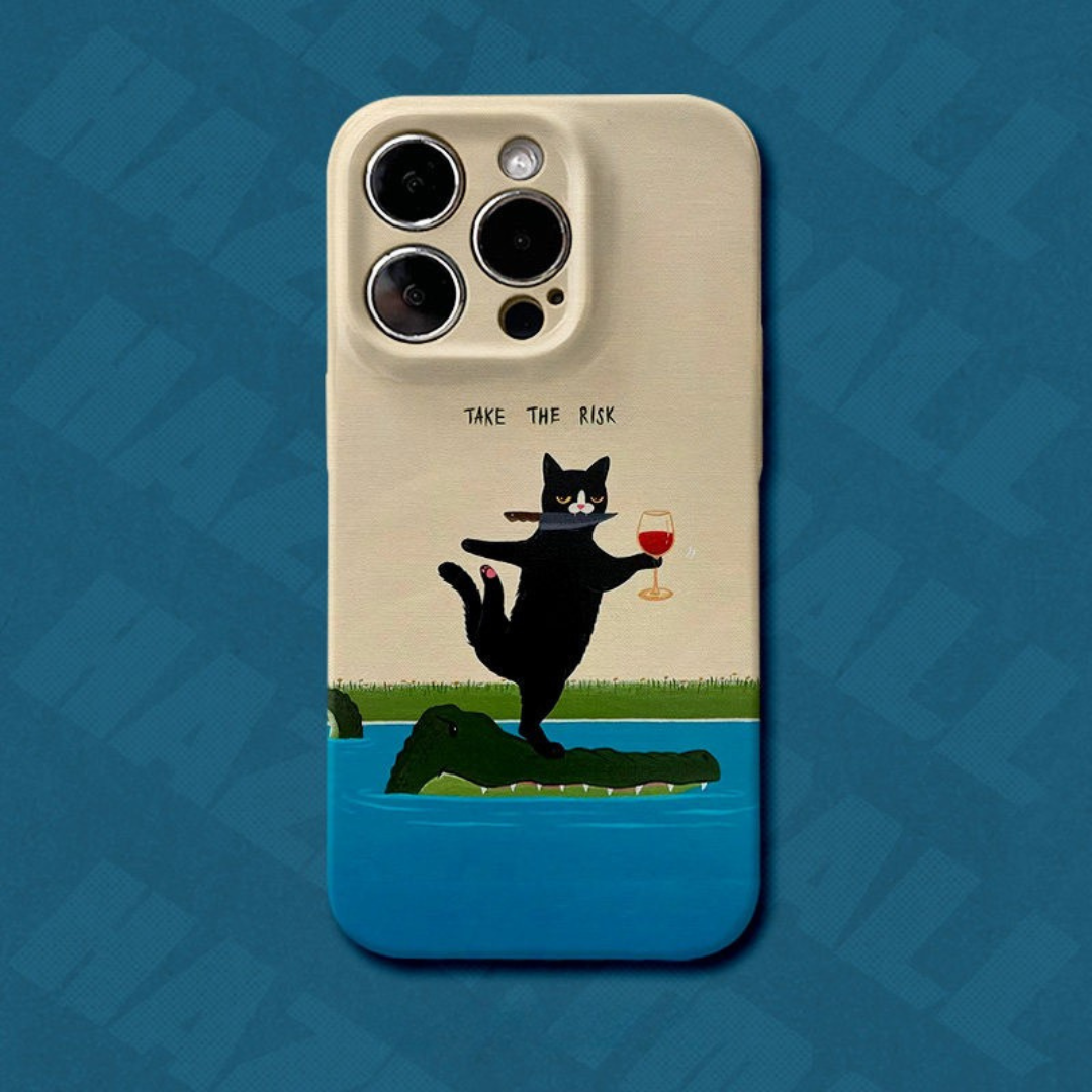 Wine Tasting Cat on Crocodile Case