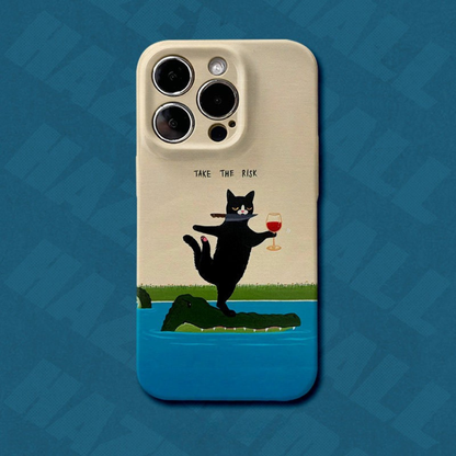 Wine Tasting Cat on Crocodile Case