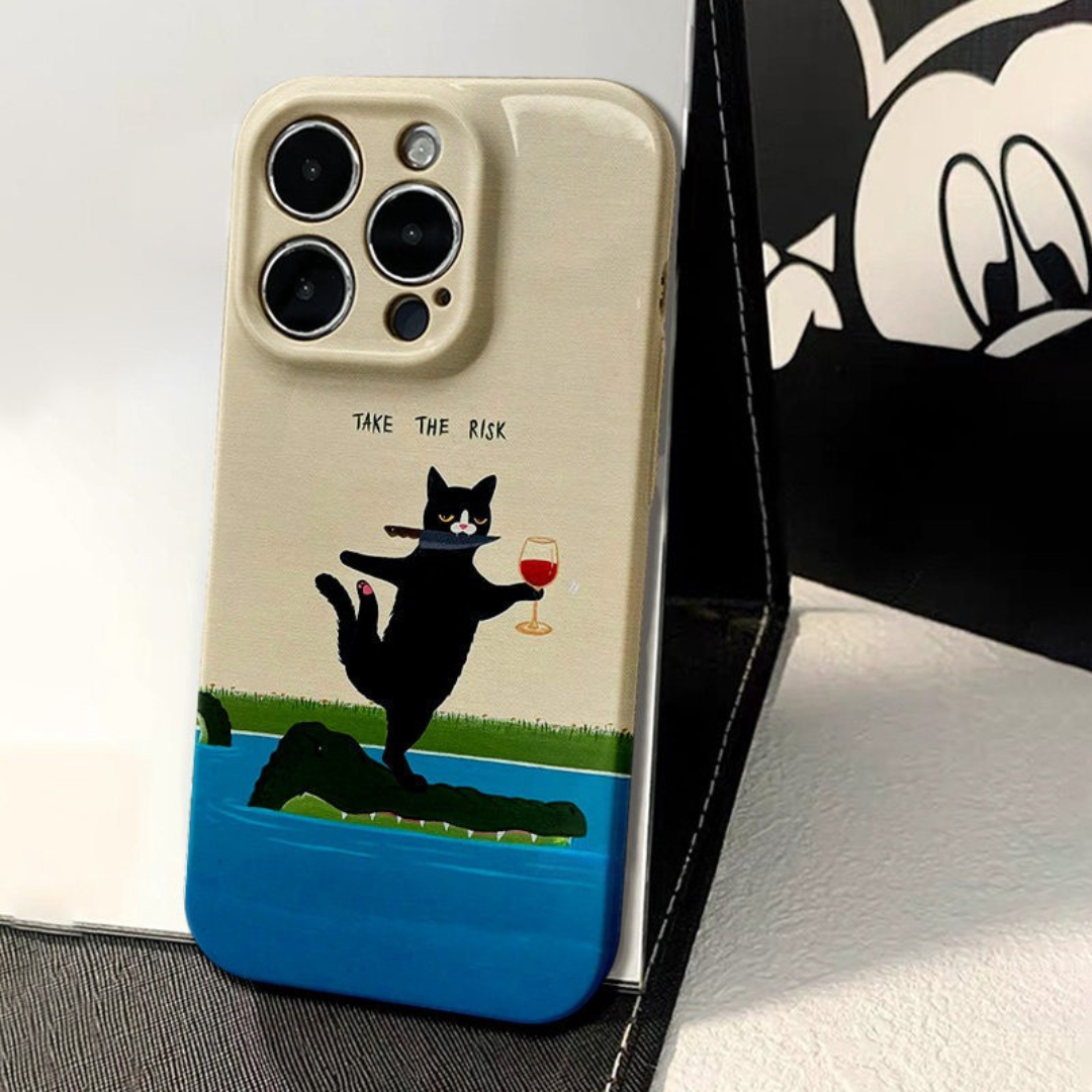 Wine Tasting Cat on Crocodile Case