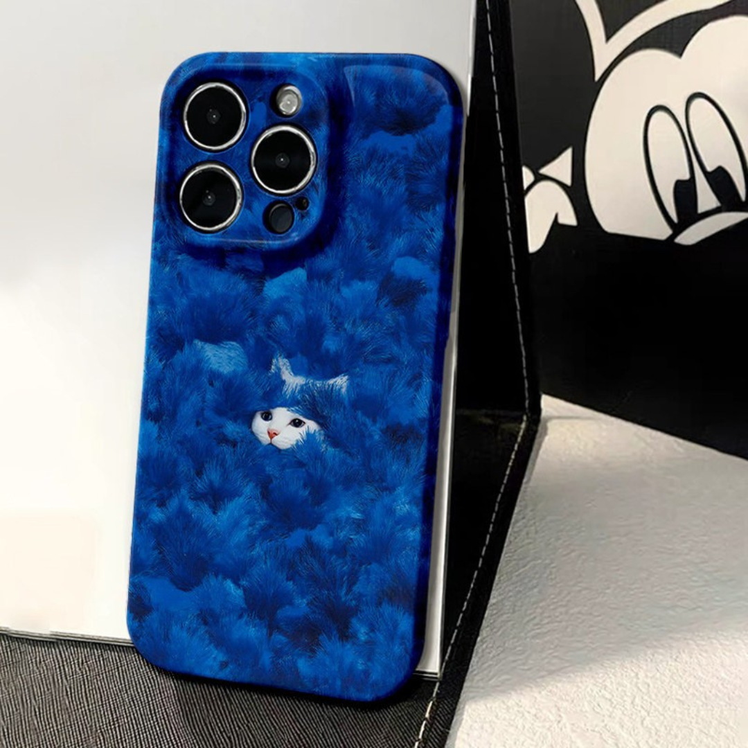 Blue Velvet Peekaboo Cat Case