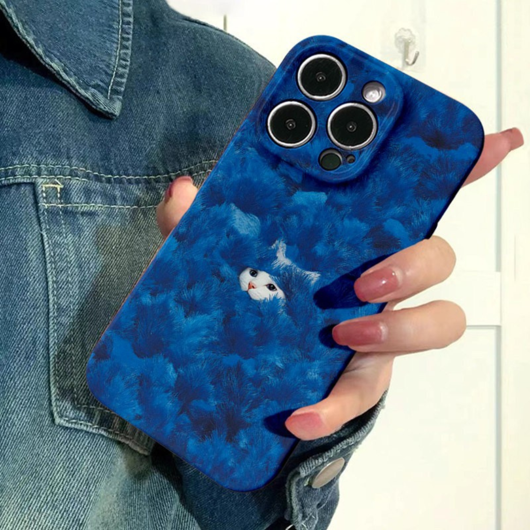Blue Velvet Peekaboo Cat Case