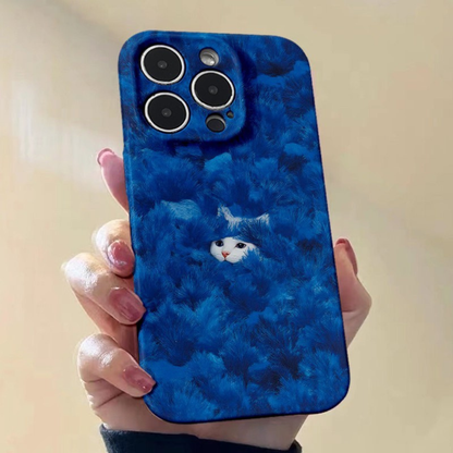 Blue Velvet Peekaboo Cat Case