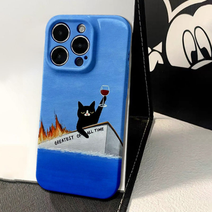 Cheers to Chaos Black Cat iPhone Case