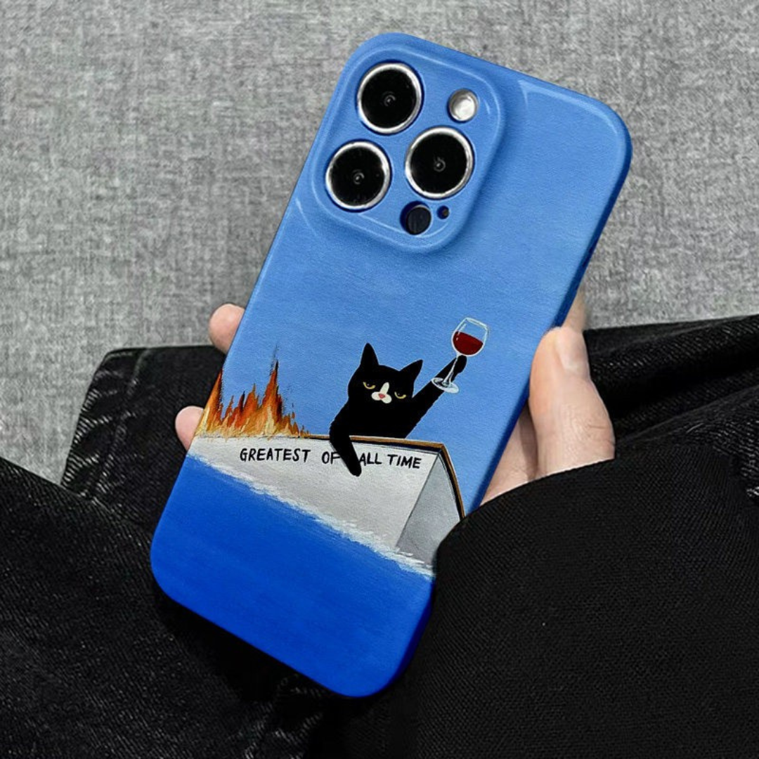 Cheers to Chaos Black Cat iPhone Case