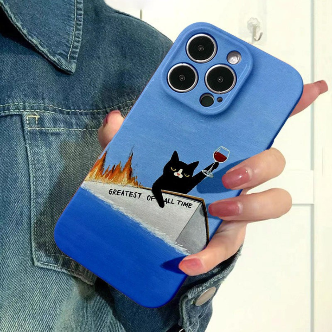 Cheers to Chaos Black Cat iPhone Case