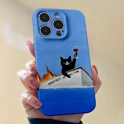 Cheers to Chaos Black Cat iPhone Case