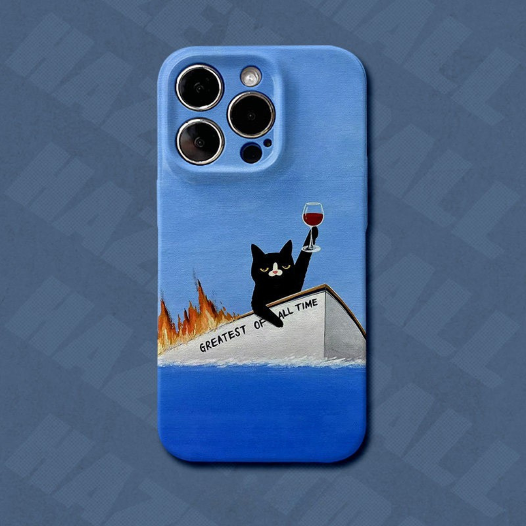 Cheers to Chaos Black Cat iPhone Case
