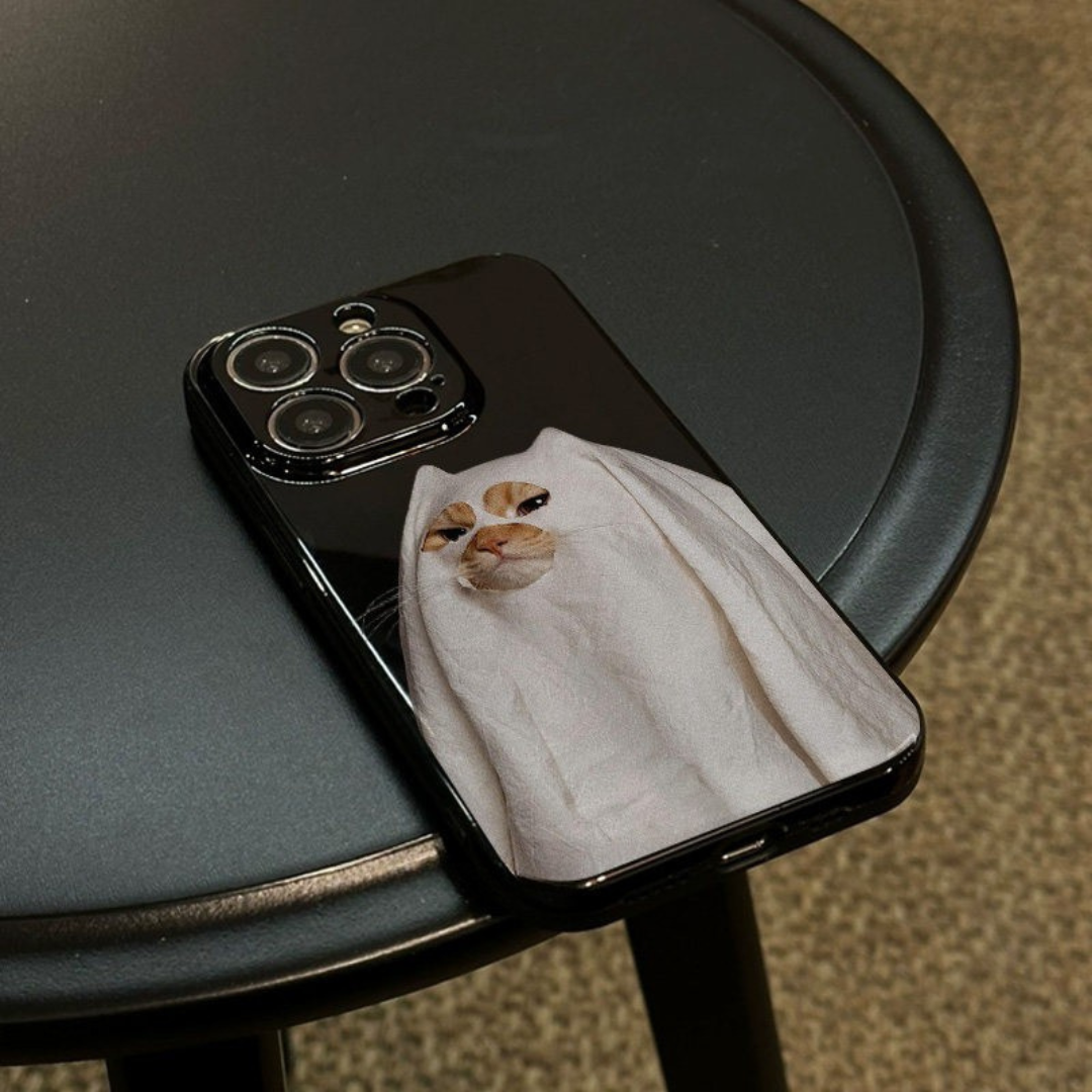 Ghost Kitty  Spooky Cute in a Sheet Phone Case