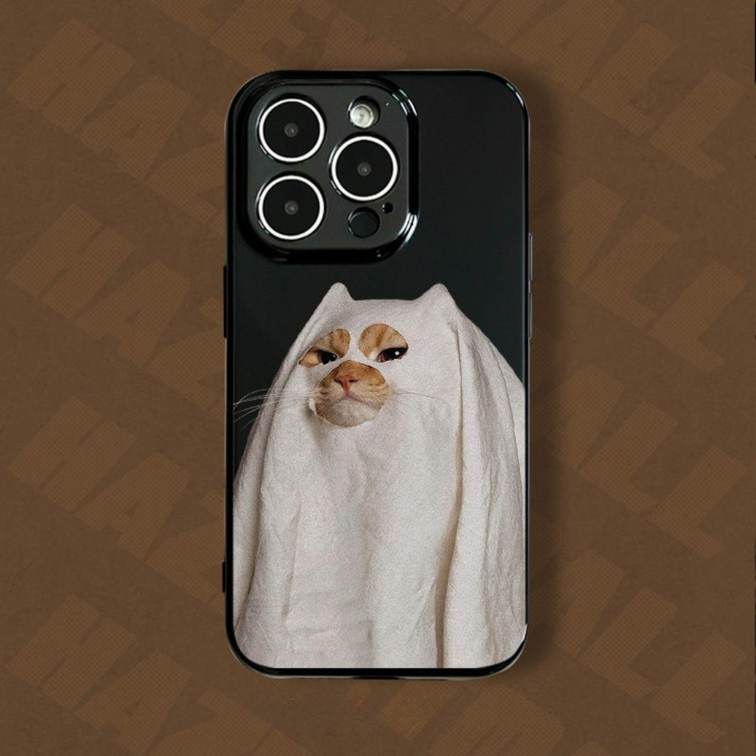 Ghost Kitty  Spooky Cute in a Sheet Phone Case