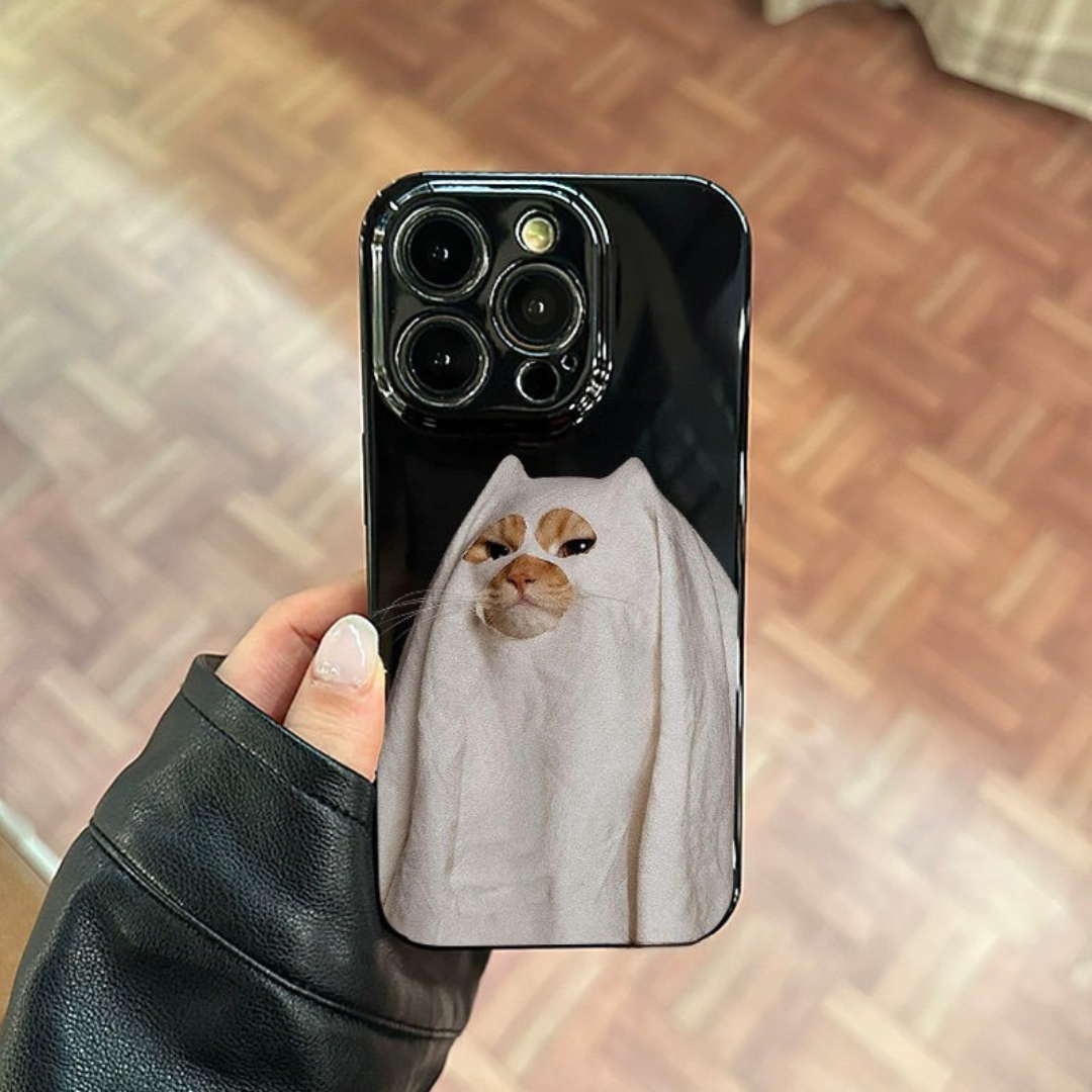 Ghost Kitty  Spooky Cute in a Sheet Phone Case