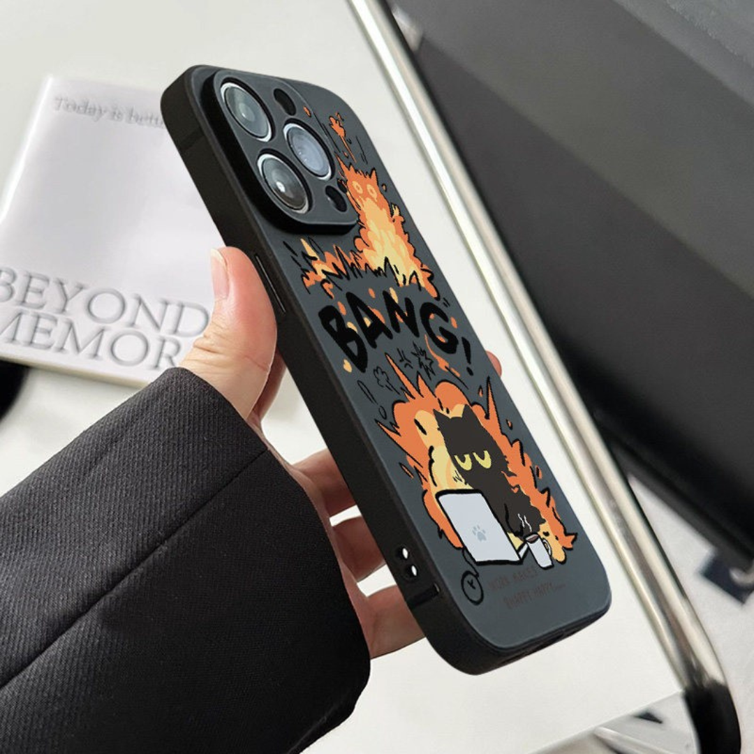 Angry Work Cat Explosion Phone Case