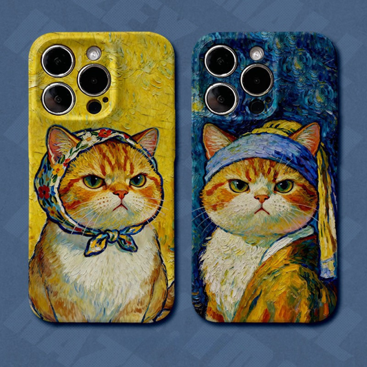 Classic Art Cat iPhone Case  Oil Painting Style Cute Phone Cover