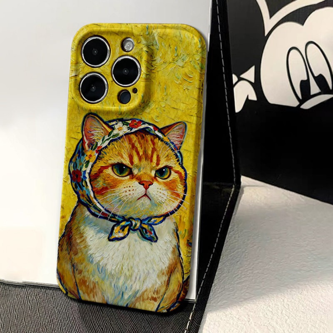 Classic Art Cat iPhone Case  Oil Painting Style Cute Phone Cover
