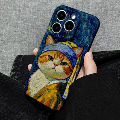 Classic Art Cat iPhone Case  Oil Painting Style Cute Phone Cover