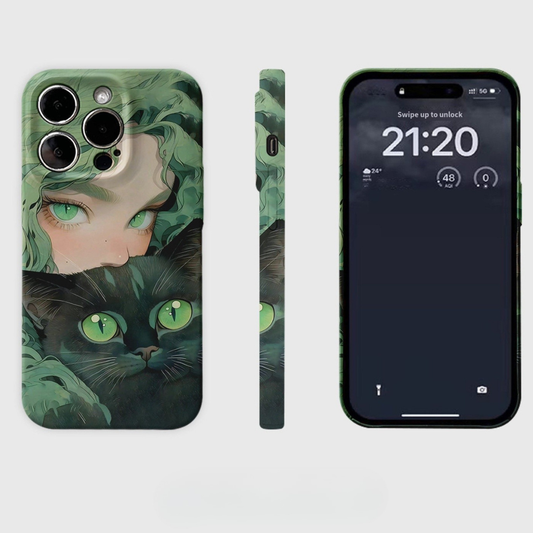 Green-Eyed Cat and Girl Case