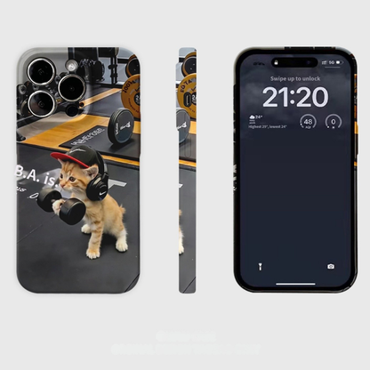 Gym Kitty Lifting Weights Phone Case