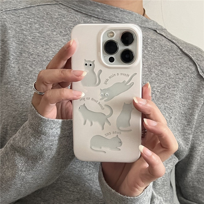 Cute Off-White Transparent Cat Phone Case