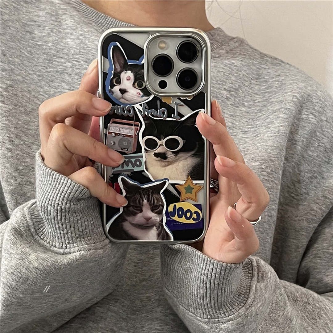 Cool & Quirky Puzzle Cat Electroplated Phone Case
