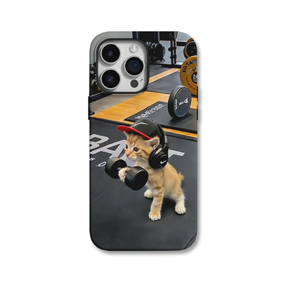 Gym Kitty Lifting Weights Phone Case