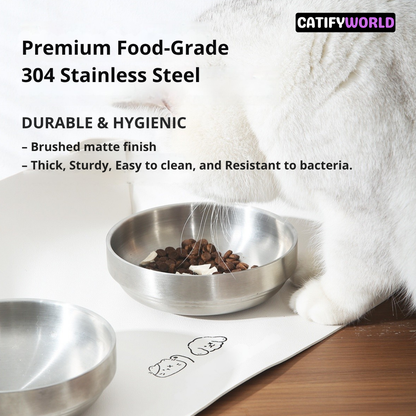 TiltEase Magnetic Stand Cat Bowl Stainless Steel