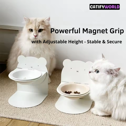 TiltEase Magnetic Stand Ceramic Cat Bowl