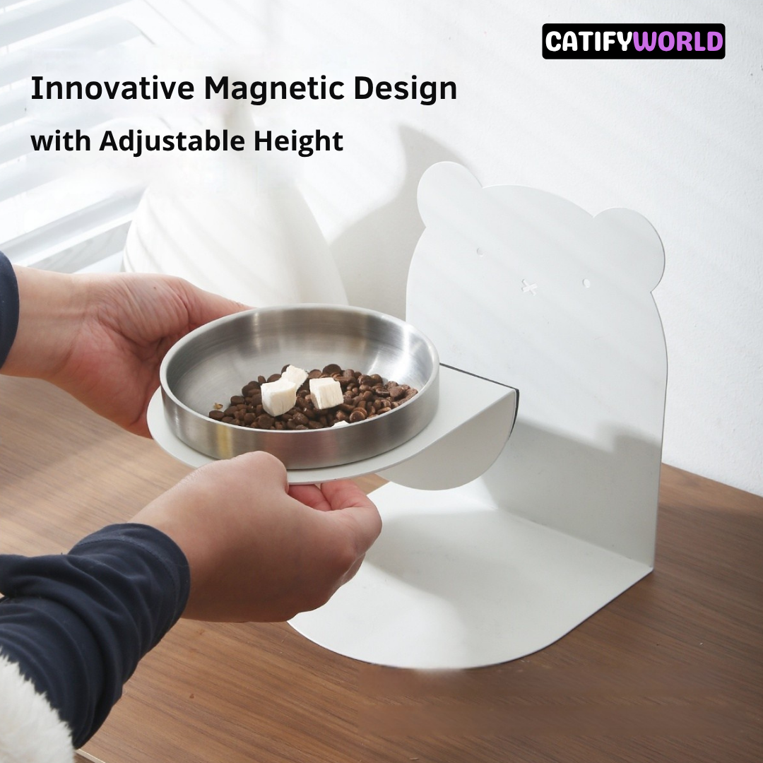 TiltEase Magnetic Stand Cat Bowl Stainless Steel