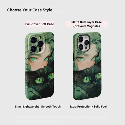 Green-Eyed Cat and Girl Case