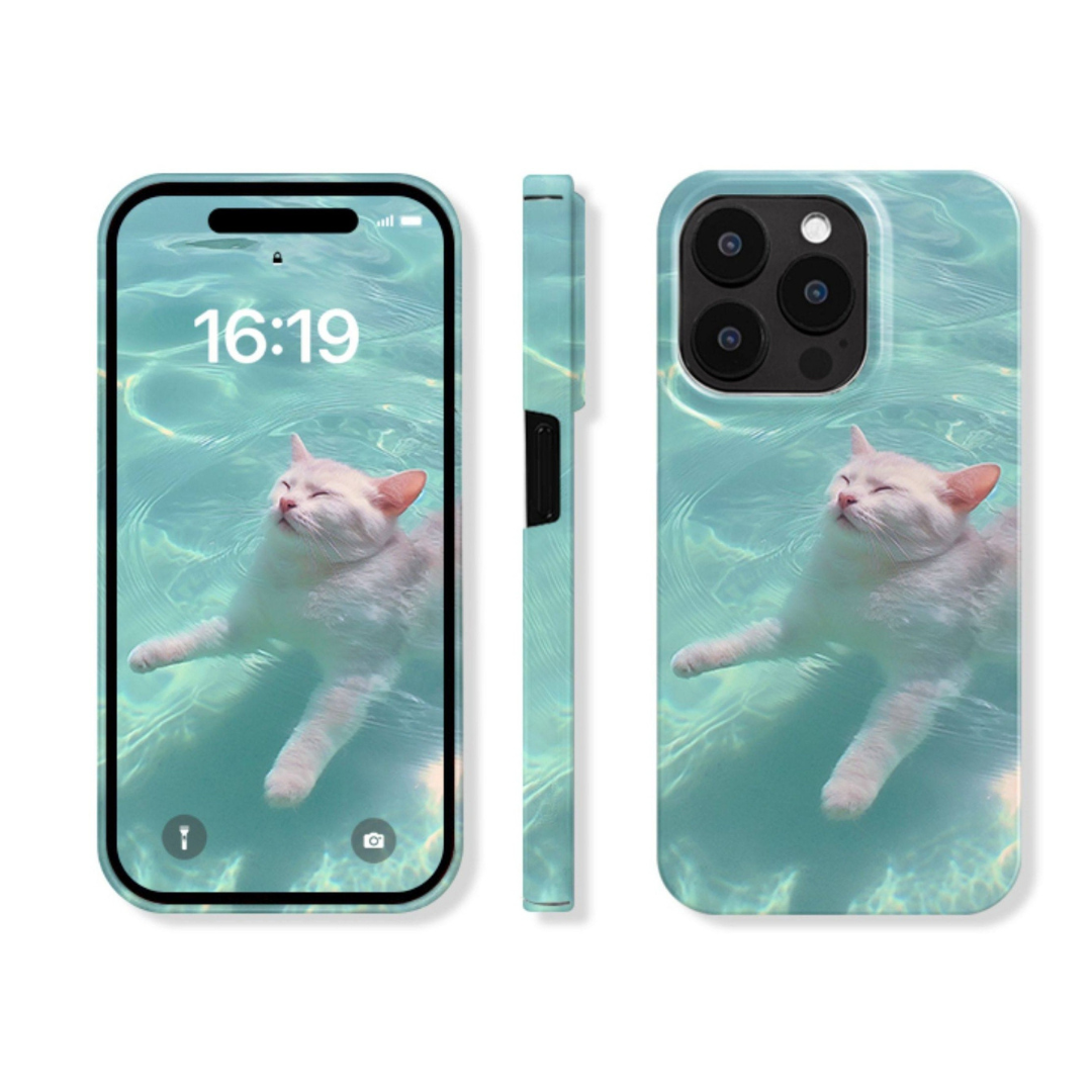 Swimming Kitty Minimal Phone Case