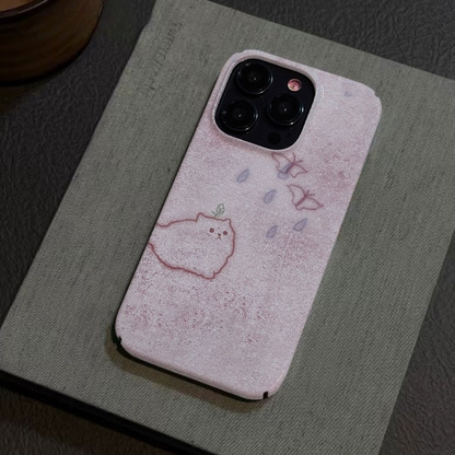 Cute Butterfly-Chasing Cat Phone Case