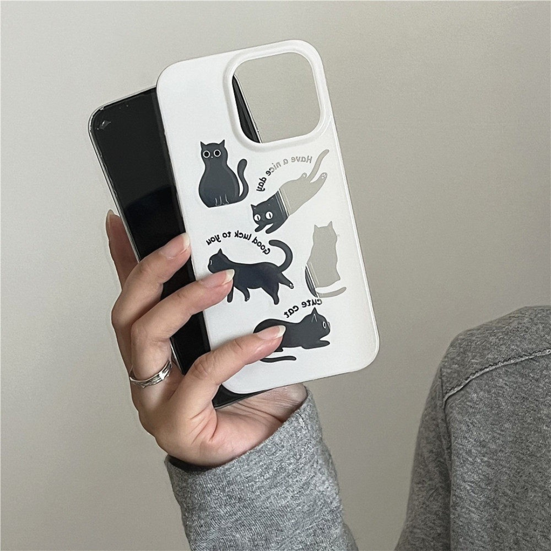 Cute Off-White Transparent Cat Phone Case
