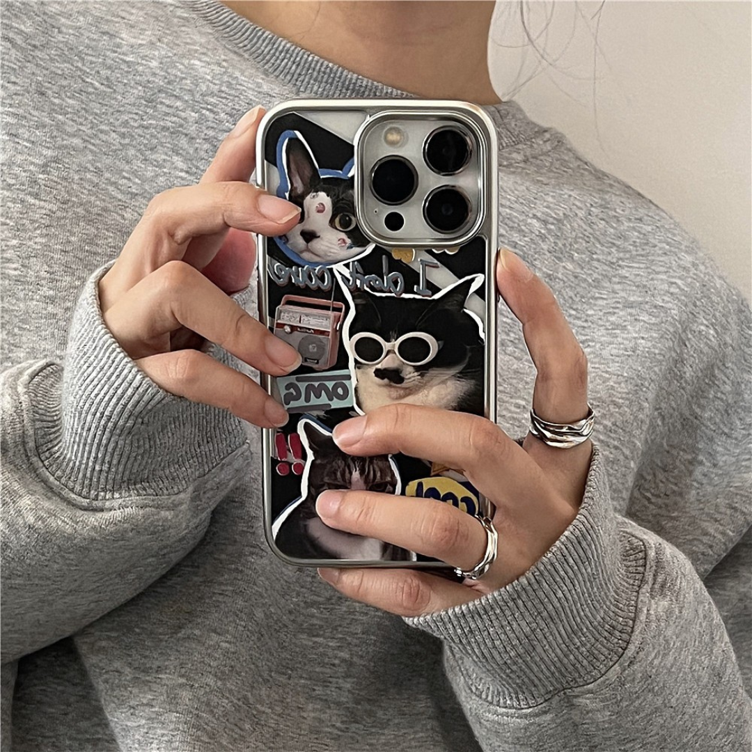 Cool & Quirky Puzzle Cat Electroplated Phone Case