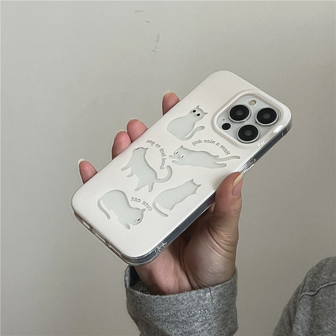 Cute Off-White Transparent Cat Phone Case