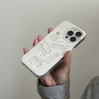 Cute Off-White Transparent Cat Phone Case